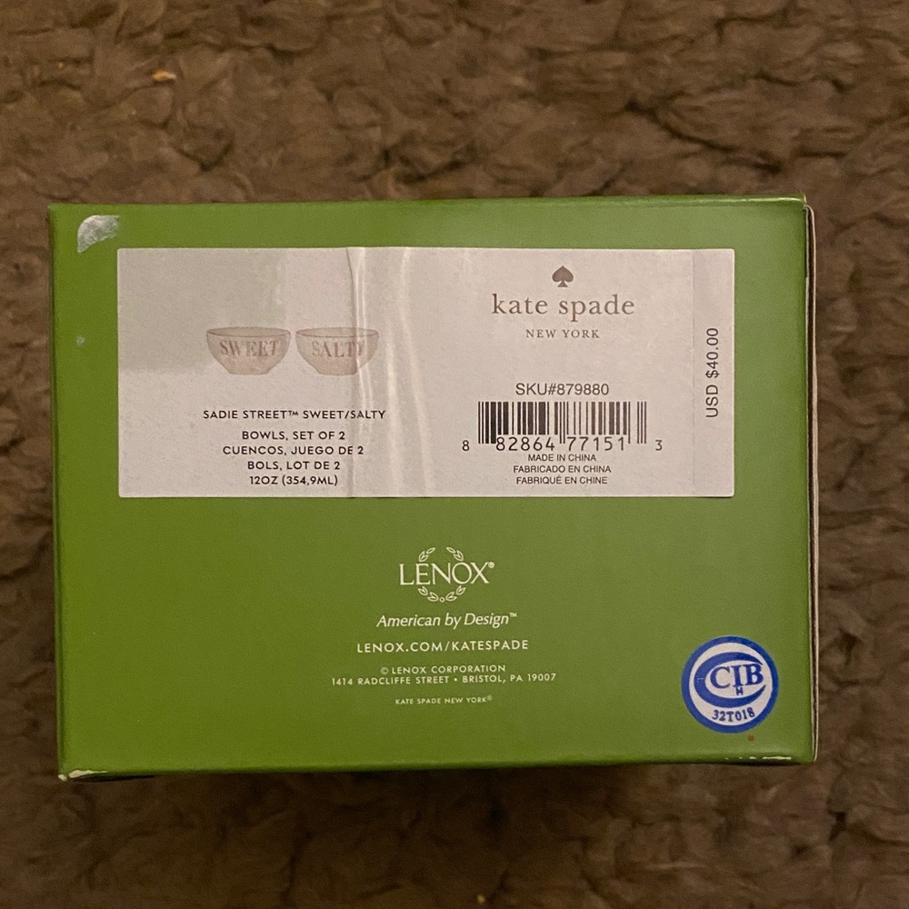 Kate Spade Green Boxed Sweet/Salty Bowls